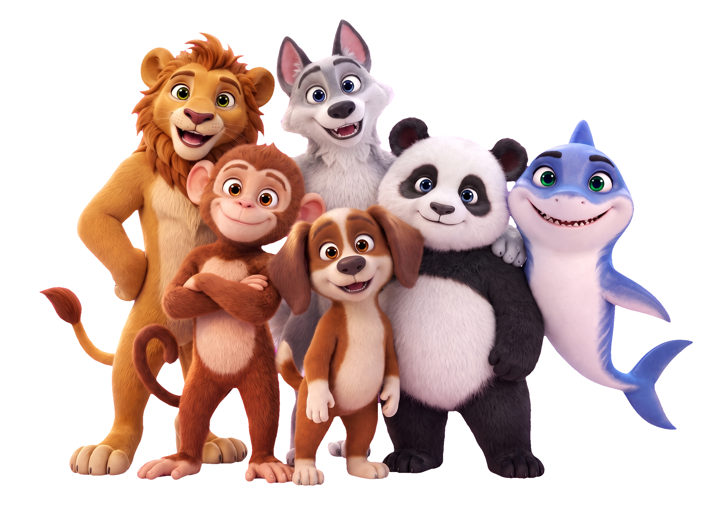 Zoe, Leo, Pia, Finn, Kai and Luna, the Plaudan animal friends